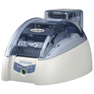 Evolis Tattoo2 RW, single sided, 12 dots/mm (300 dpi), USB, Ethernet, contactless, white, blue - evotat2con